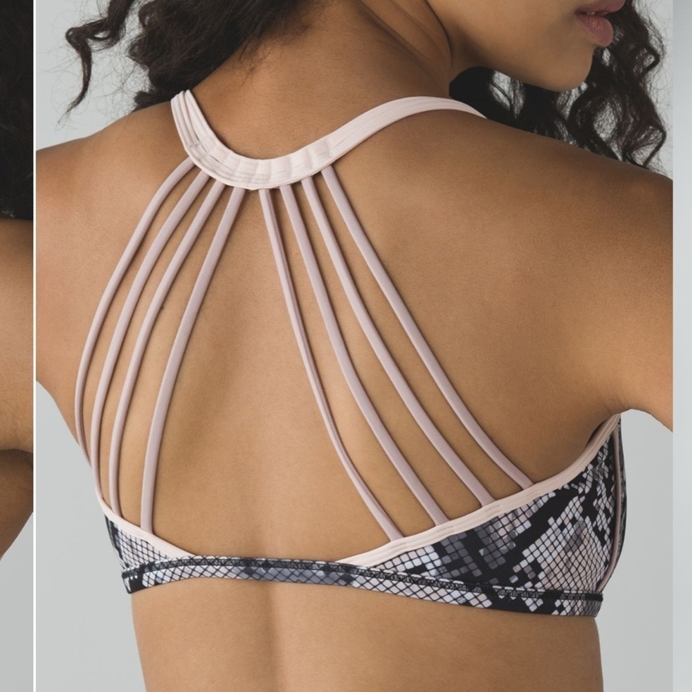 LULULEMON- Lighten Up Bra Ziggy Snake Butter Pink Black size 6 - Picture 2 of 5